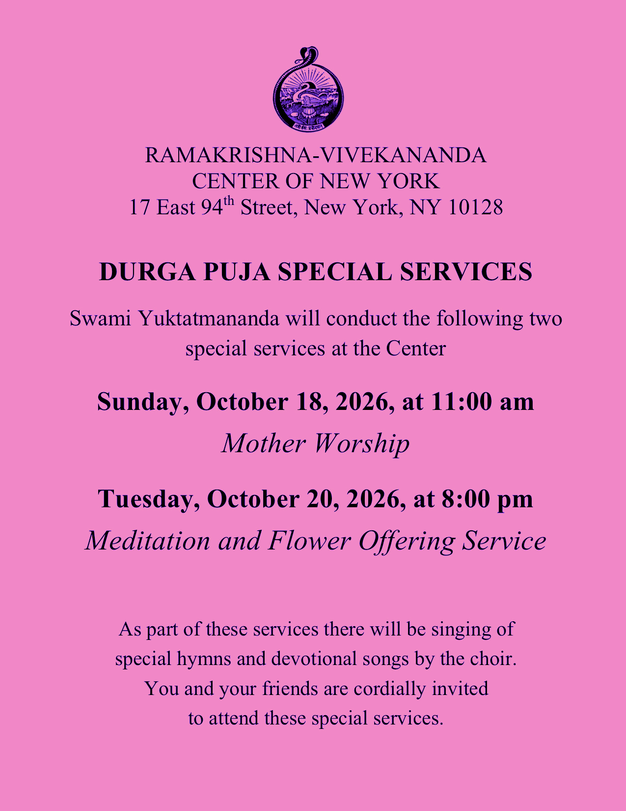 Durga Puja Special Service Invitation