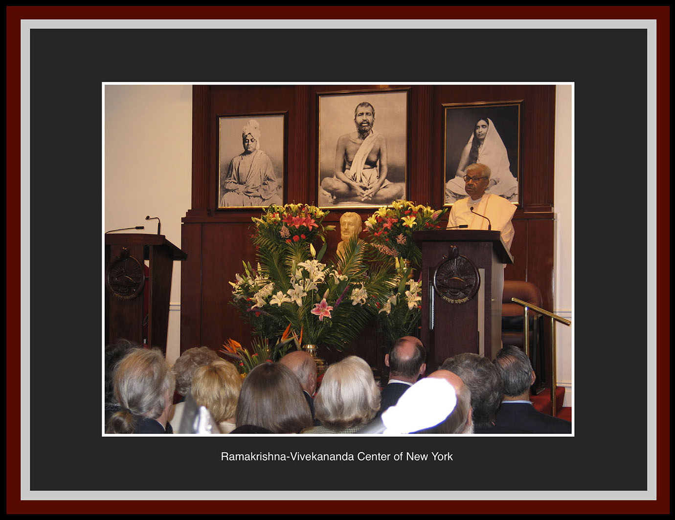 Swami Adiswarananda speaking at Ramakrisha-Vivekananda Center of New York.