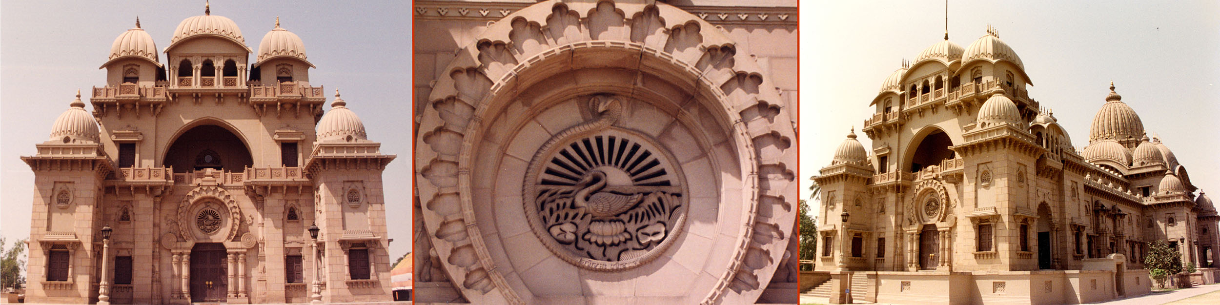 three images of the Campus at Belur Math