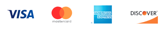 accepted credit card logos: visa, mastercard, american express, discover