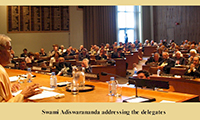 Swami Adiswarananda addressing the delegates.