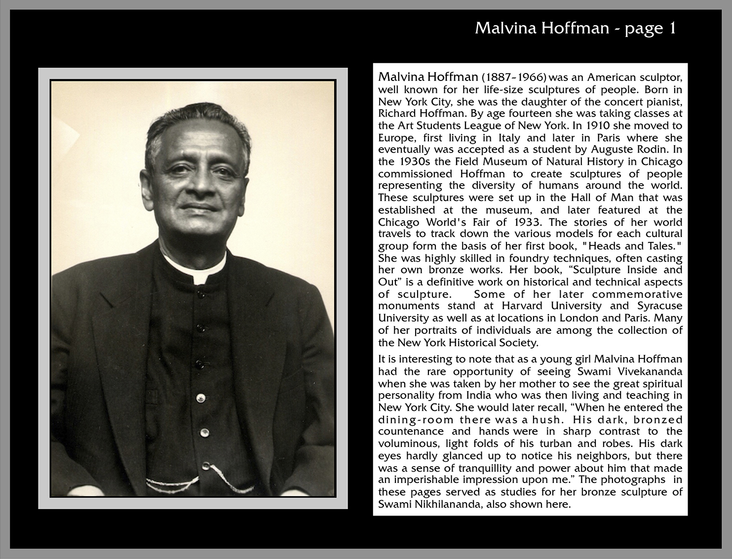 Malvina Hoffman page 1.