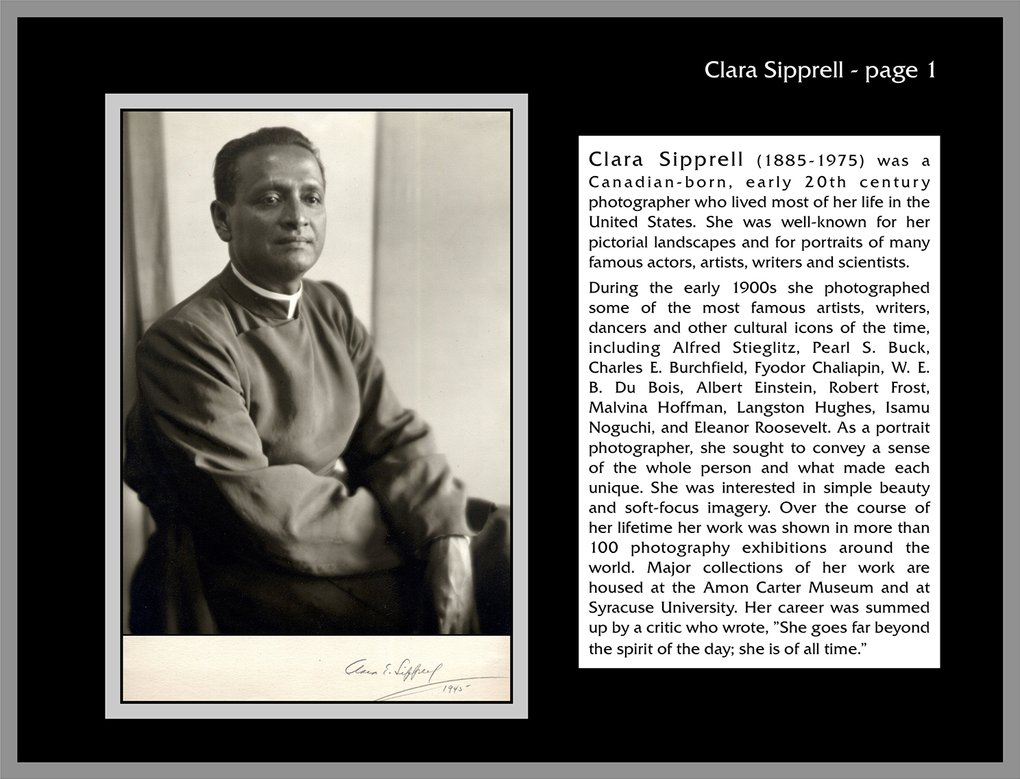 Clara Sipprell page 1.