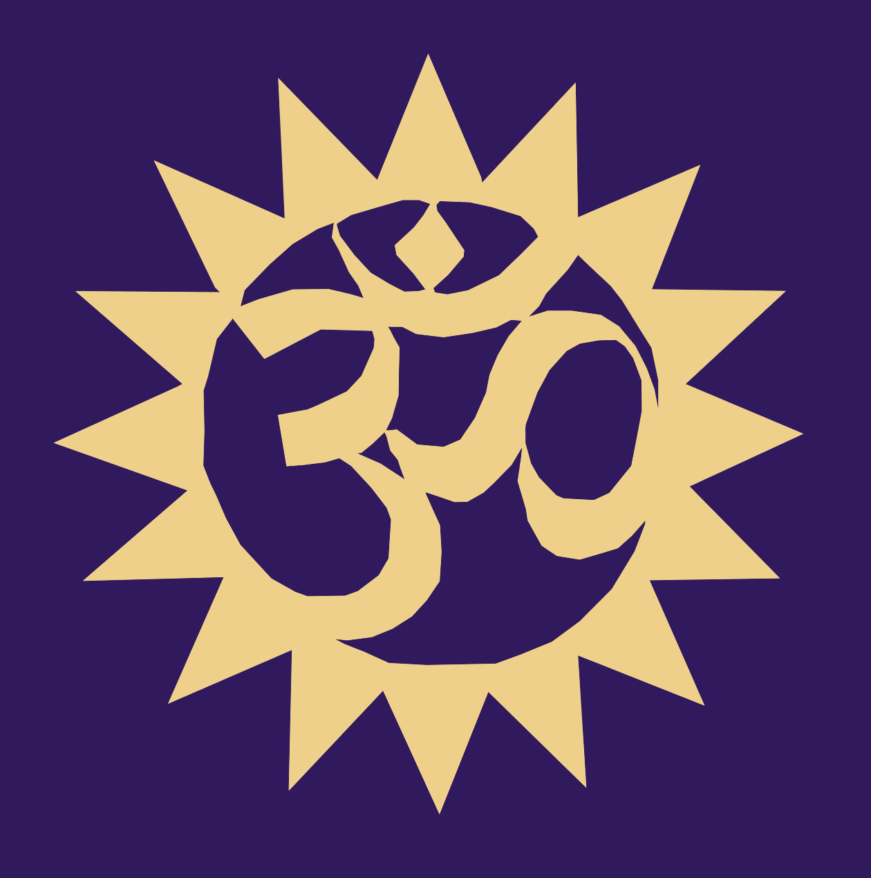 gold om symbol on purple