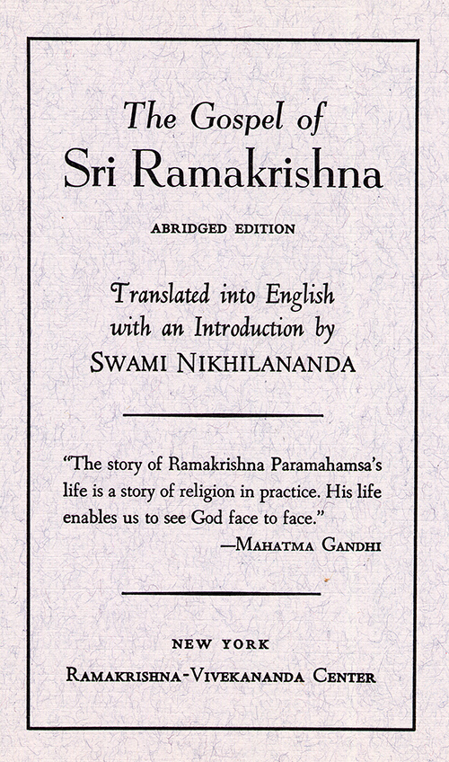 The Gospel of Sri Ramakrishna (Abridged Version) cover