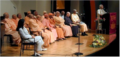 A View of the Swamis and Distinguished Participants with Rabbi Joseph H. Gelberman Offering His Prayers for Peace and Unity.